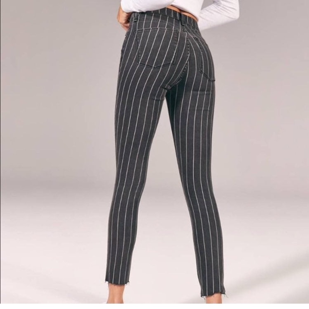 Abercrombie pinstripe cropped jeans